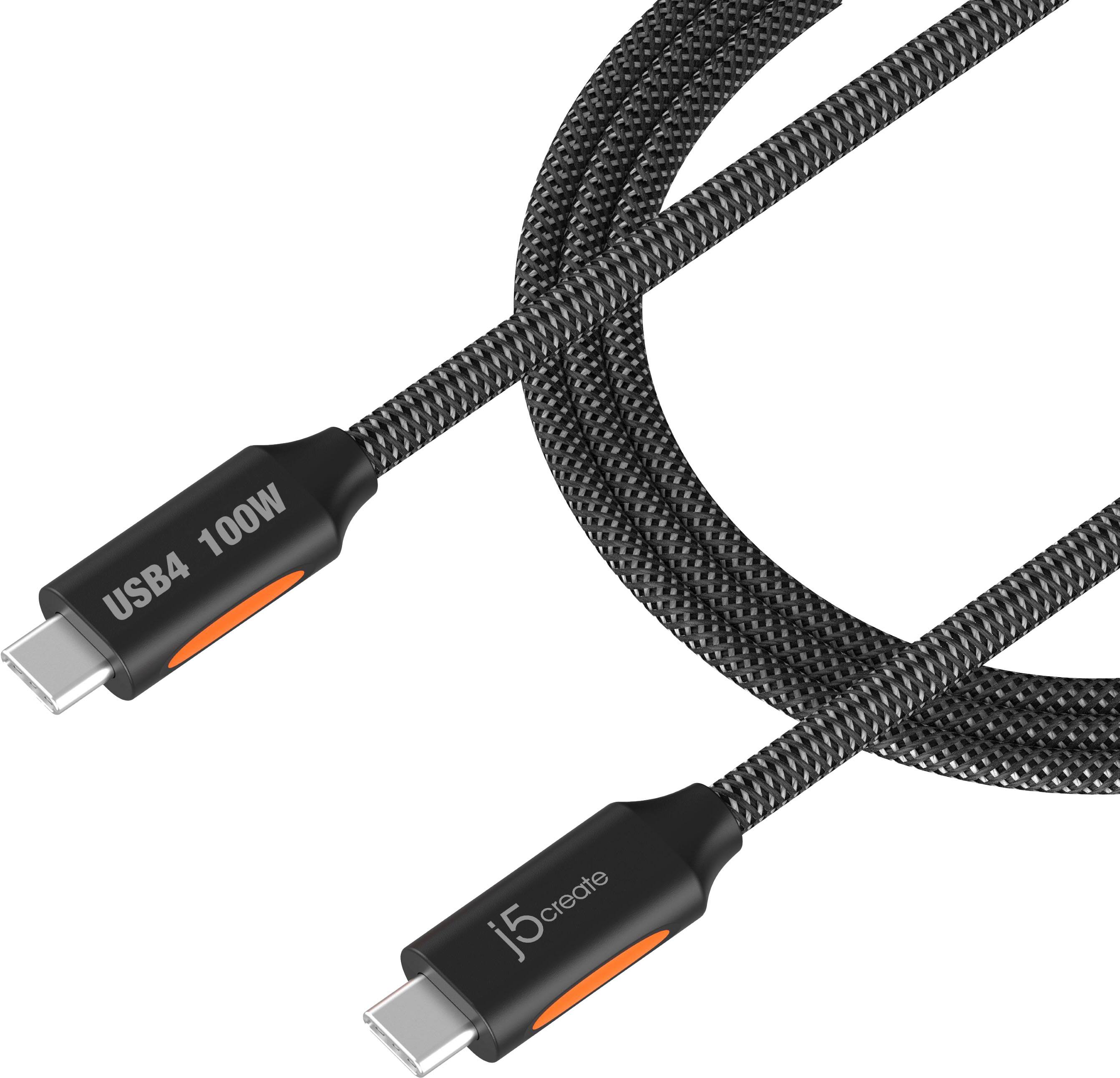 Angle. j5create - USB4 40Gbps Full-Featured USB-C Coaxial Cable - Black.