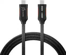 j5create - USB4 40Gbps Full-Featured USB-C Coaxial Cable for Mac, PC and More - Black - Front_Zoom