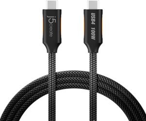 j5create - USB4 40Gbps Full-Featured USB-C Coaxial Cable - Black - Front_Zoom