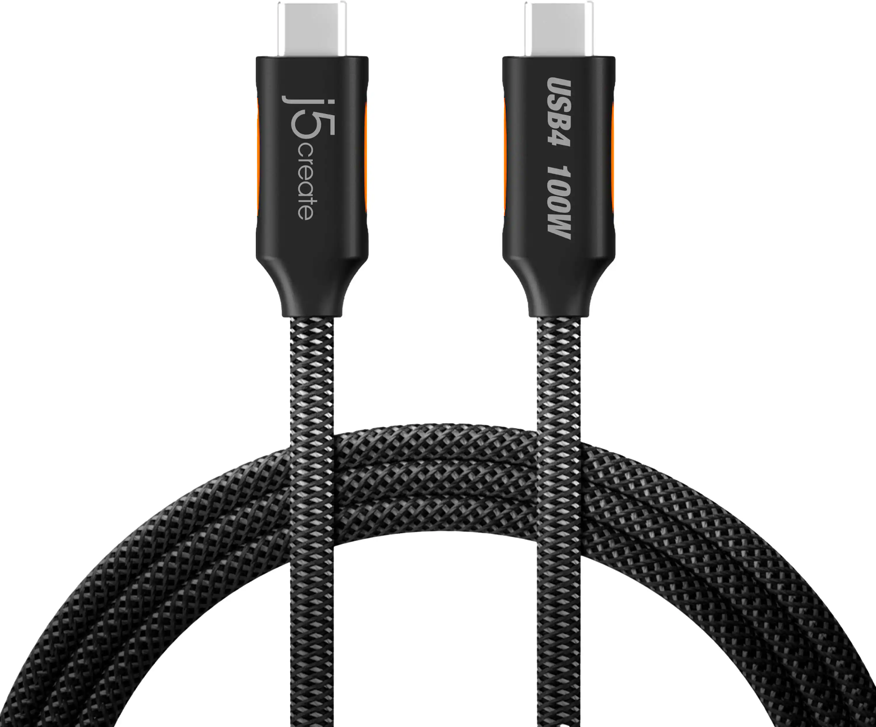 Front. j5create - USB4 40Gbps Full-Featured USB-C Coaxial Cable - Black.