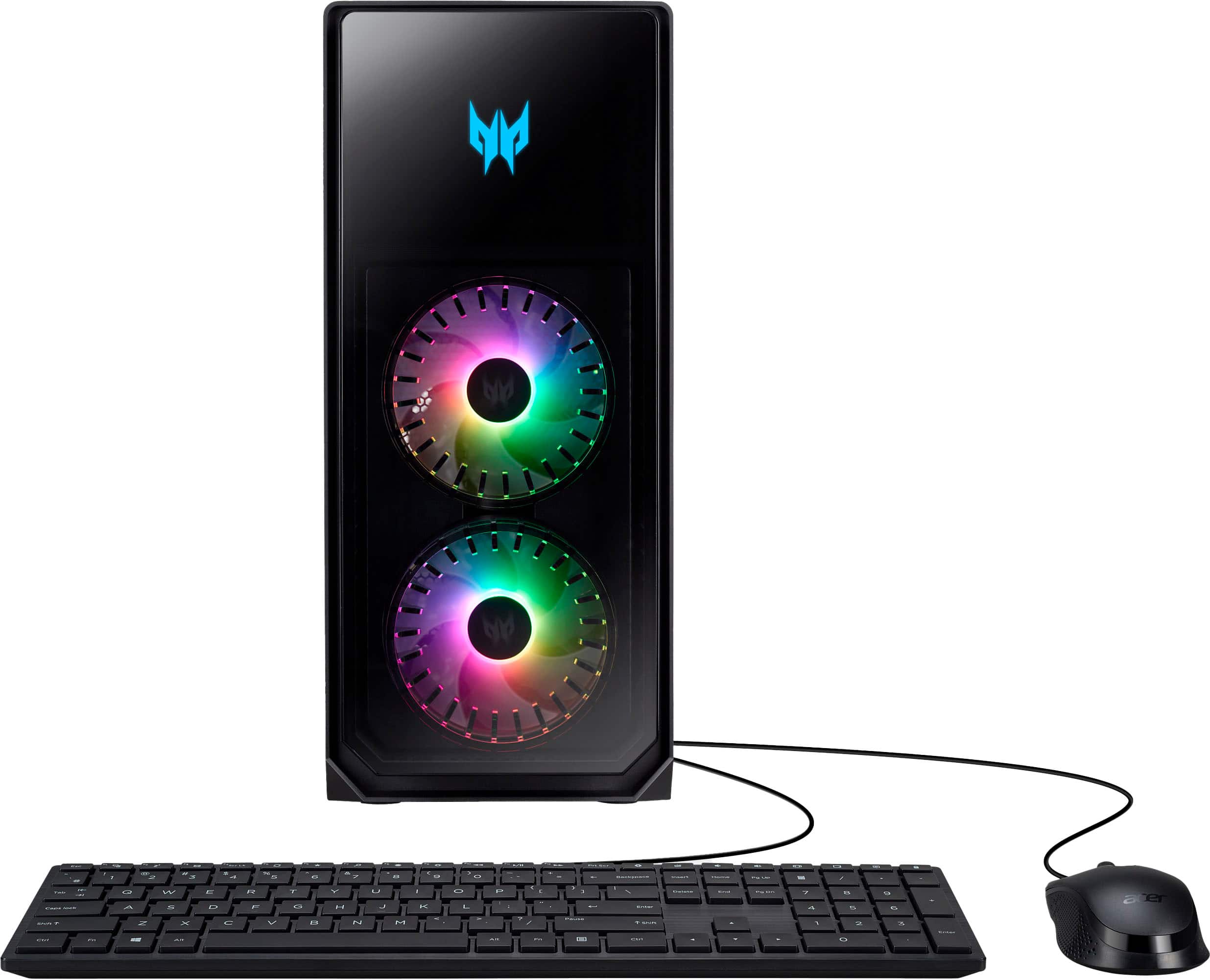 Front. Acer - Predator Orion 5000 Gaming Desktop- Intel Core i7-13700F-32GB Memory- NVIDIA GeForce RTX 4070 - 1TB Gen 4 SSD - Black.
