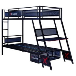 X Rocker - Armada Twin over Twin Gaming Bunk Bed with Built-In Gaming Desk - Black - Front_Zoom