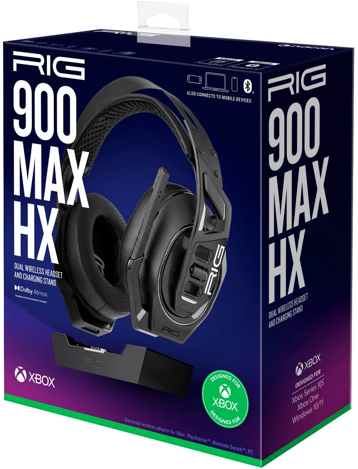 Alt View 21. RIG - 900 Max HX Dual Wireless Gaming Headset with Dolby Atmos, Bluetooth, and Base for Xbox, PlayStation, Nintendo Switch, PC - Black.