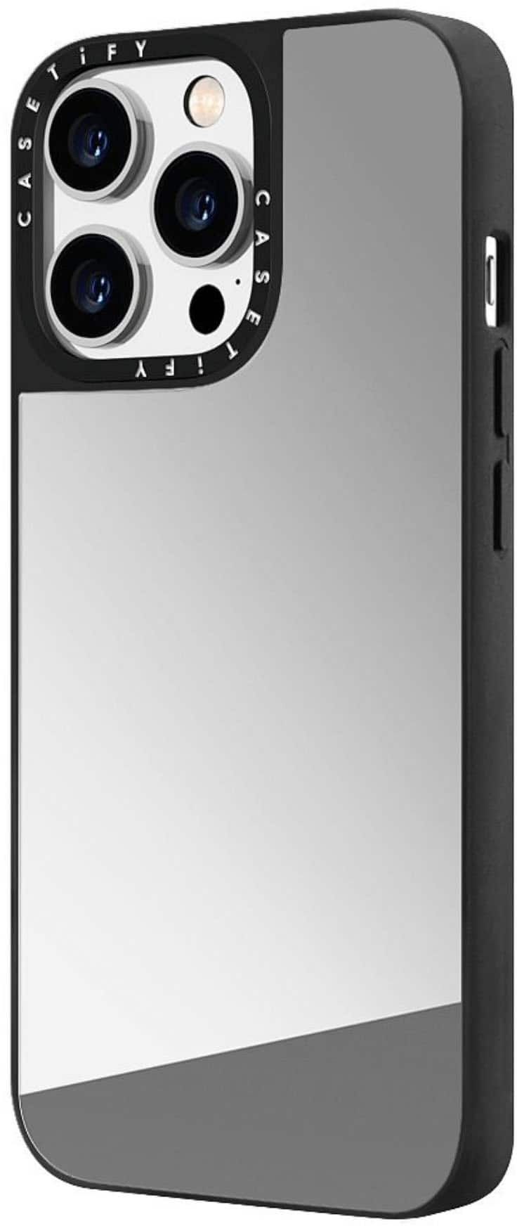 Alt View 1. CASETiFY - Mirror Case with MagSafe for Apple iPhone 14 Pro - Silver with Black Bumper.