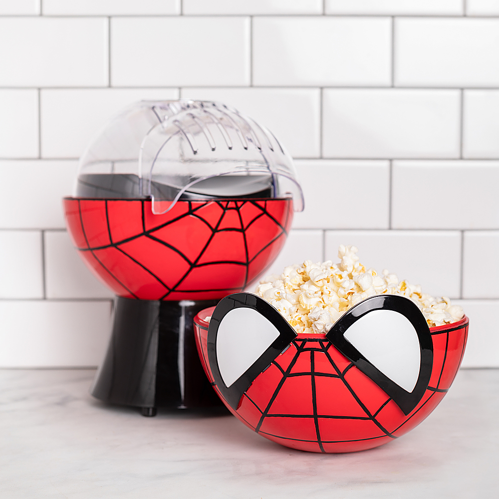Left View: Uncanny Brands - Marvel Spider-Man Popcorn Maker - Red
