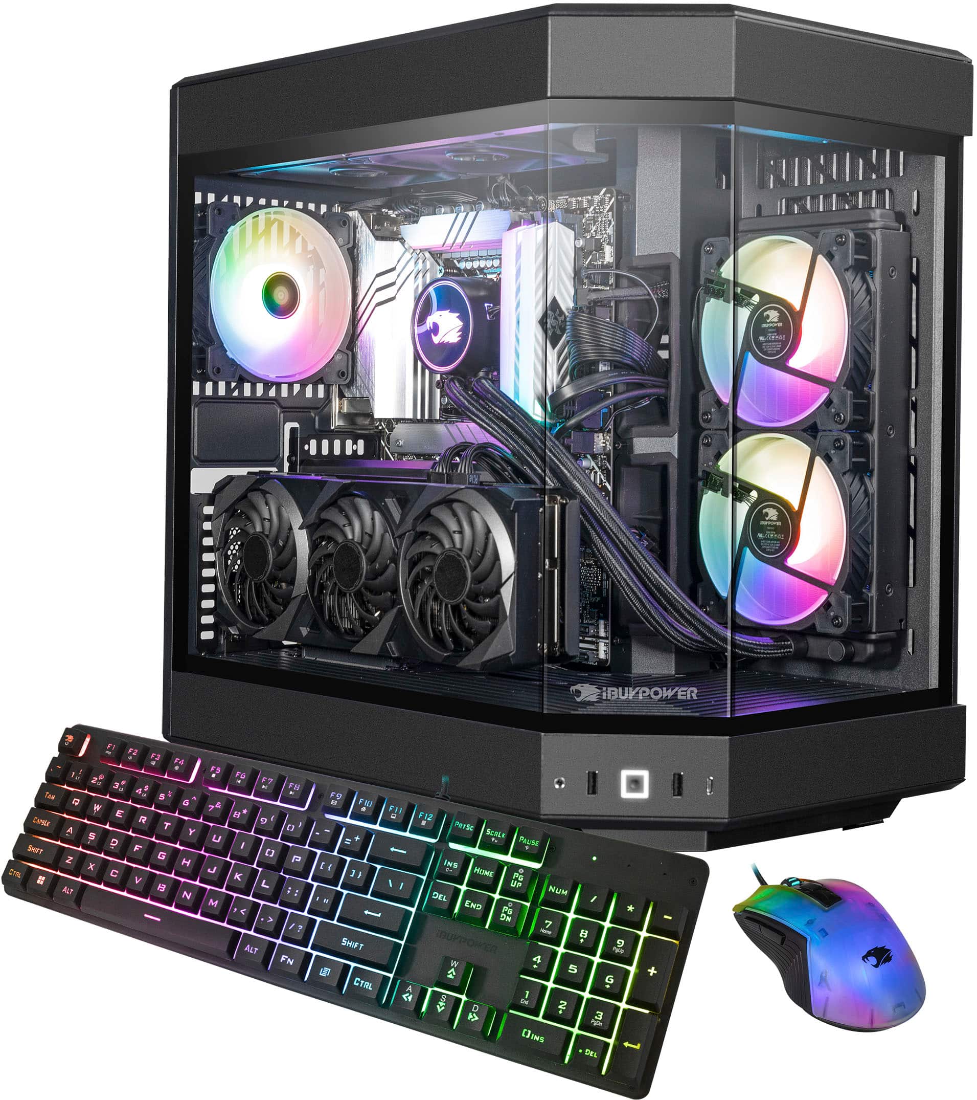 iBUYPOWER - Y60 Gaming Desktop - AMD Ryzen 7 7700X - 32GB DDR5 RAM - NVIDIA GeForce RTX 4060Ti 8GB - 2TB NVMe SSD - Black - Front_Zoom