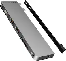 Front. Hyper - HyperDrive Next 8 Port USB-C Hub, 4K HDMI, USB4/Thunderbolt 4, 1 USB-C, 2 USB-A, microSD/SD, travel dock for MacBook/PC - Space Gray.