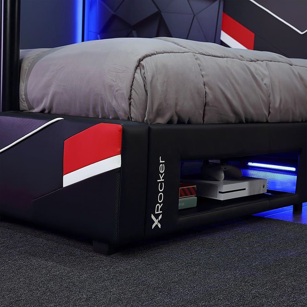 X Rocker Orion eSports Twin Gaming Bed Frame with TV Mount Black/Red ...