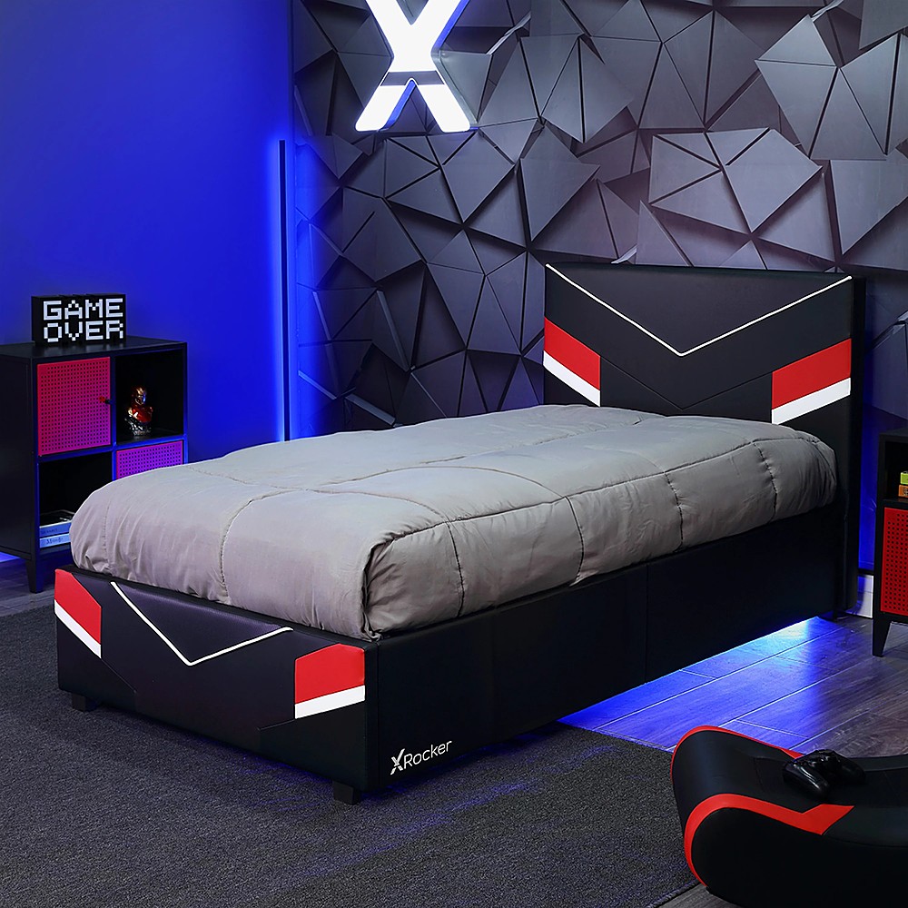 Angle View: X Rocker - Orion eSports Twin Gaming Bed Frame - Black/Red