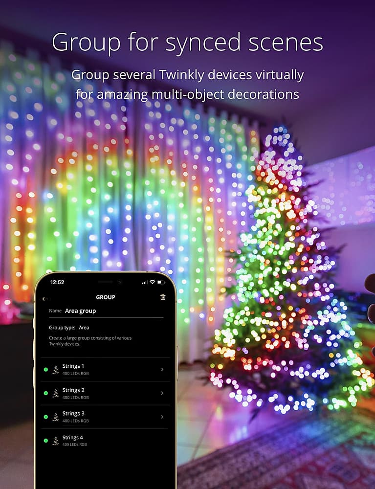 Alt View 12. Twinkly - Smart Light Strings Special Edition 600 RGB+W LED Gen II, 157.5 ft - Multi.