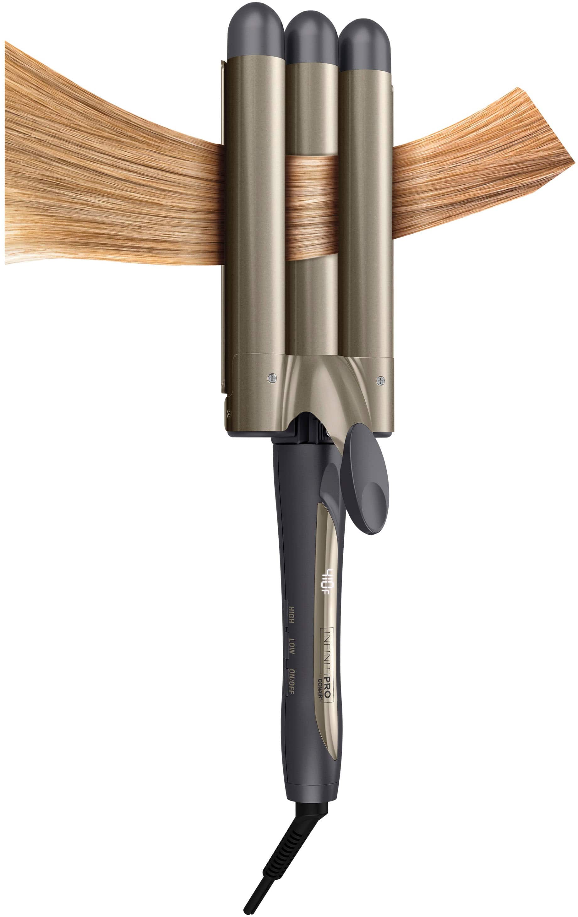 Alt View 16. Conair - InfinitiPRO Tourmaline Ceramic Triple Barrel Waver - Gray.