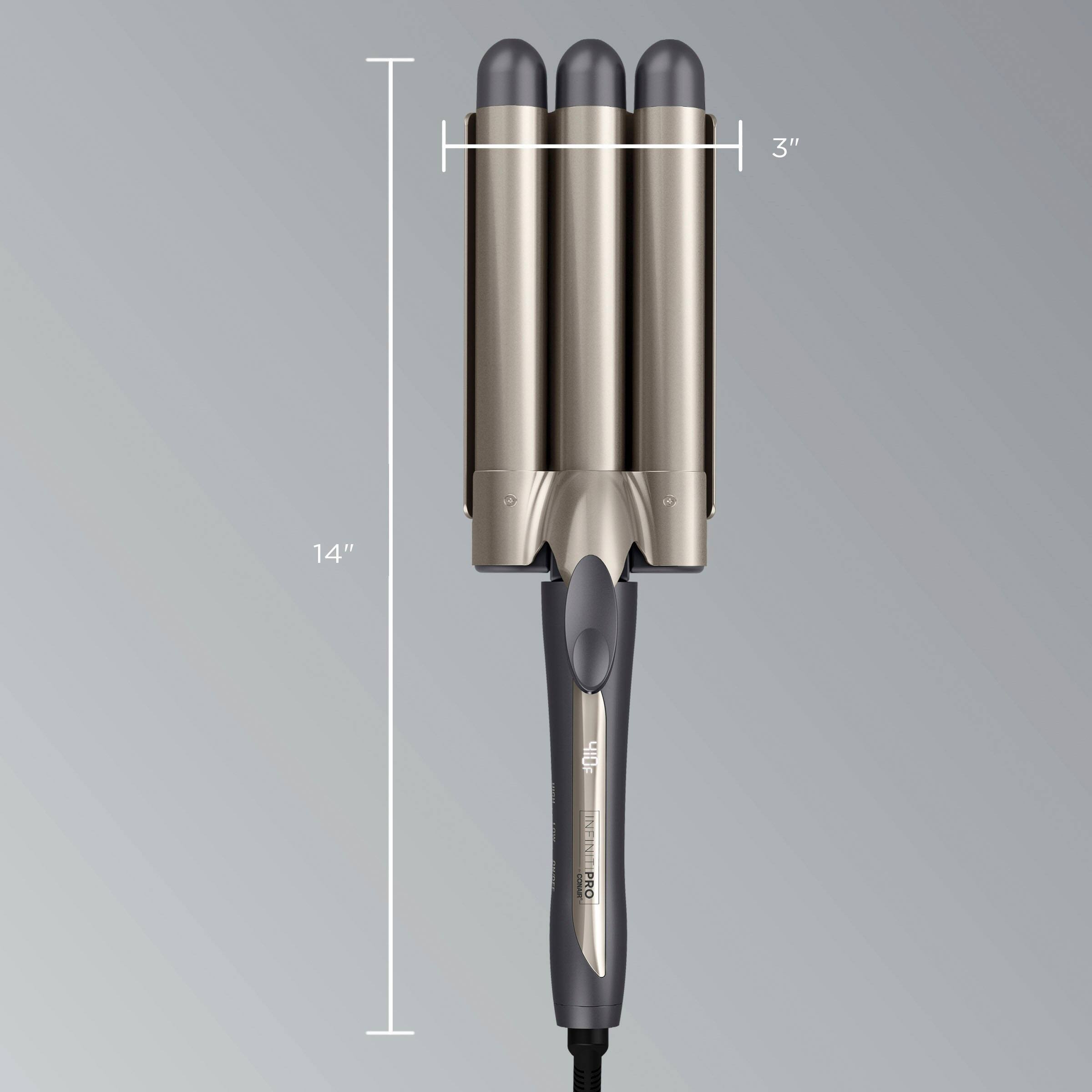 Alt View 17. Conair - InfinitiPRO Tourmaline Ceramic Triple Barrel Waver - Gray.