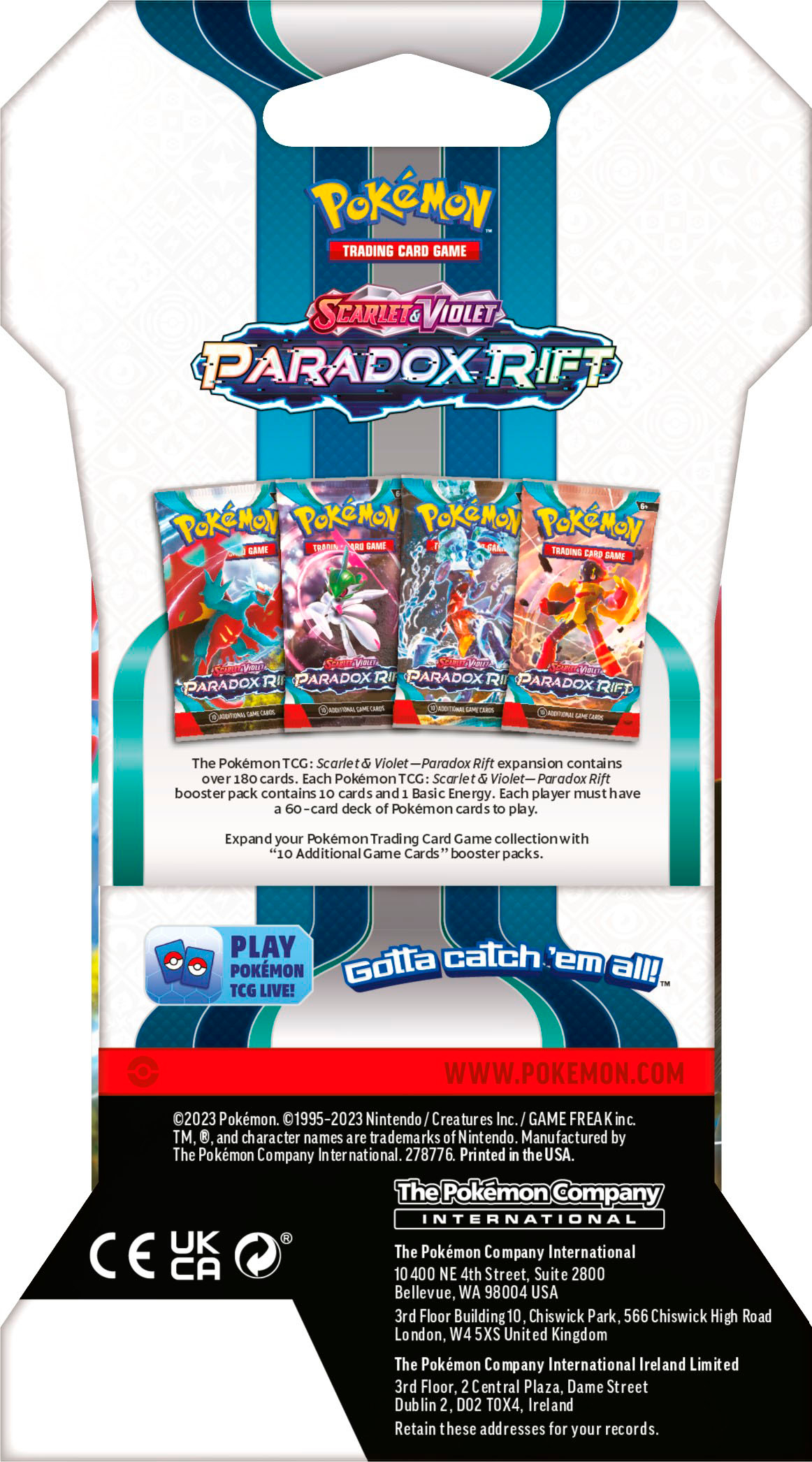 Angle View: Pokémon - Trading Card Game: Scarlet & Violet -  Paradox Rift Sleeved Booster - Styles May Vary