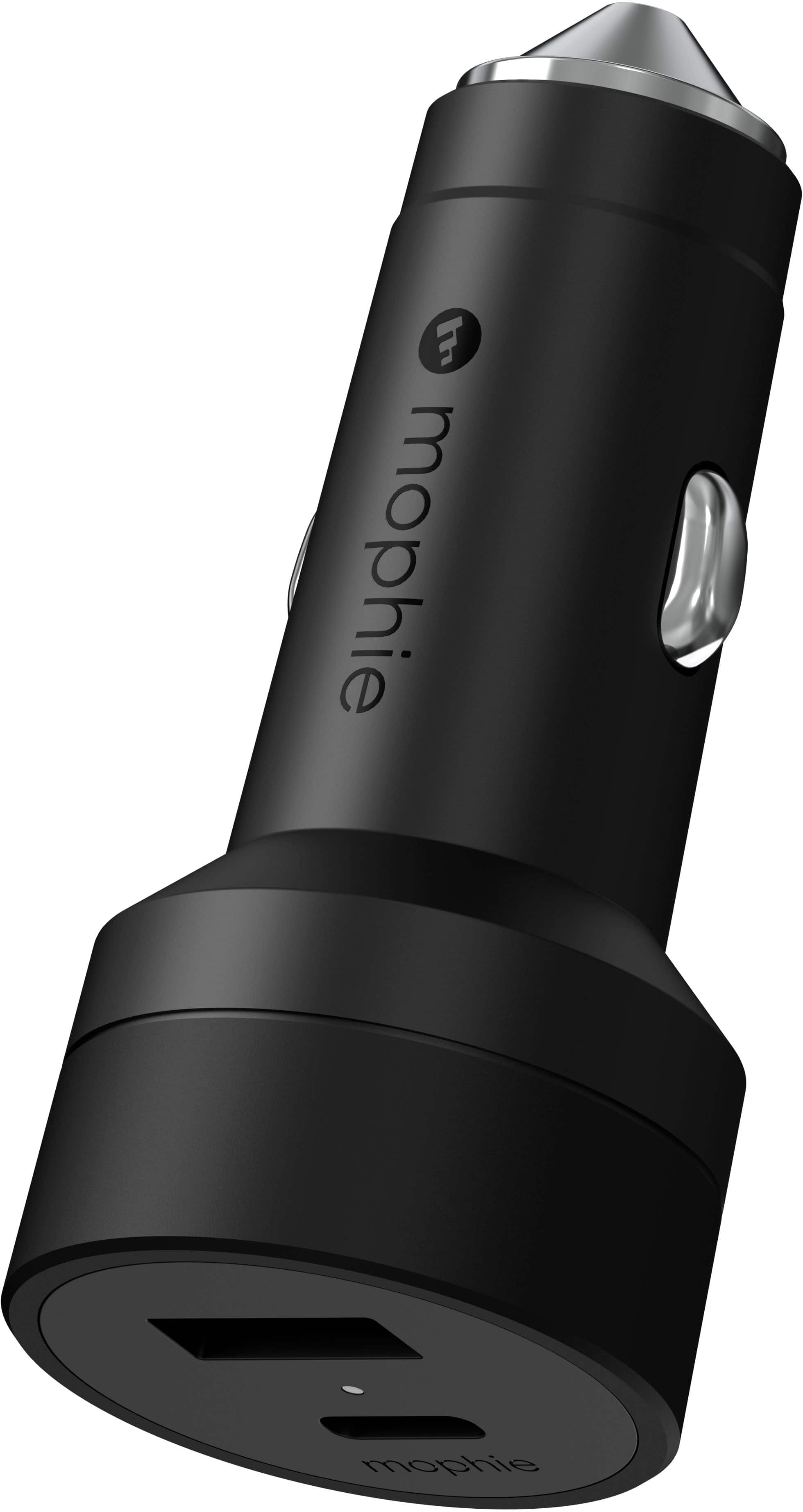 Front. mophie - 42W Dual USB-C + USB-A Car Charger - Black.