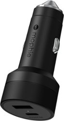 mophie - 42W Dual USB-C + USB-A Car Charger - Black - Front_Zoom