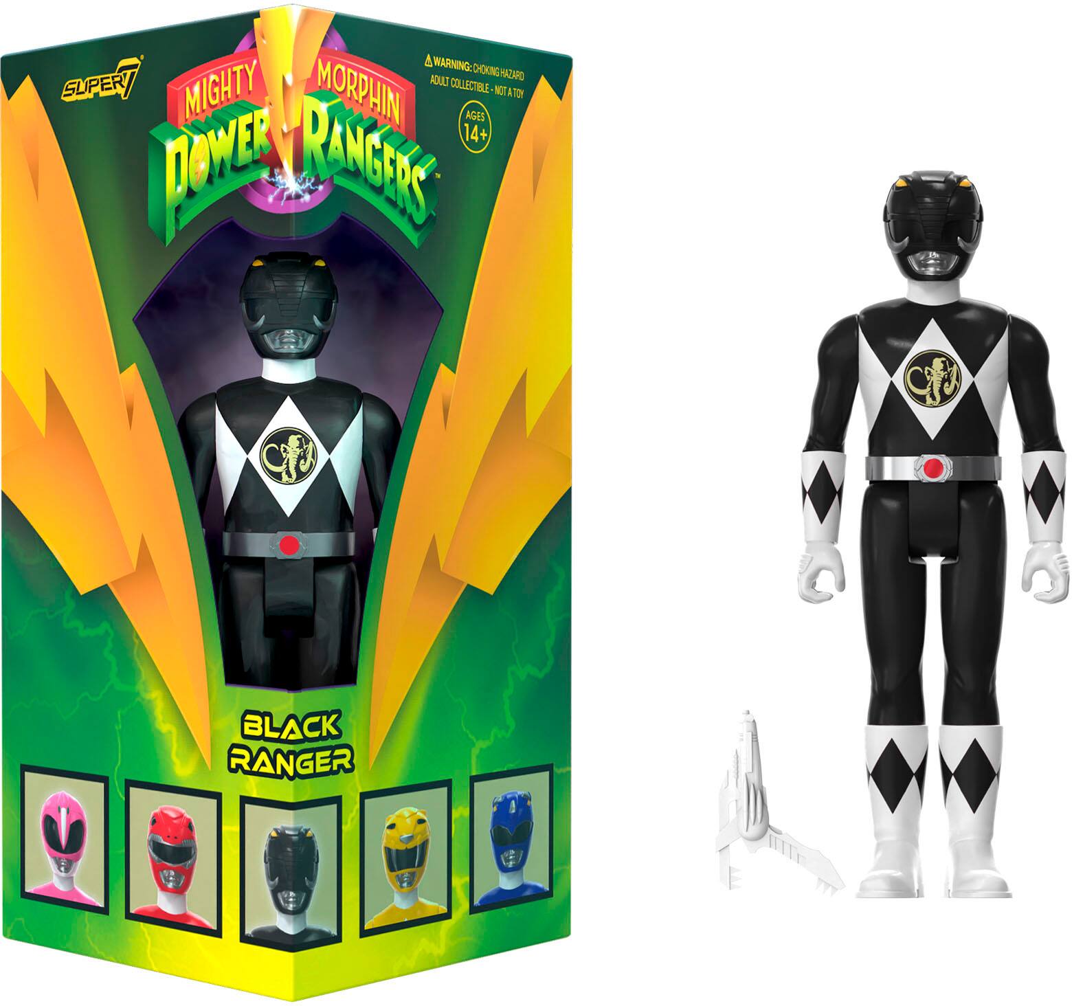 Super7 ReAction 3.75 in Plastic Mighty Morphin Power Rangers Black