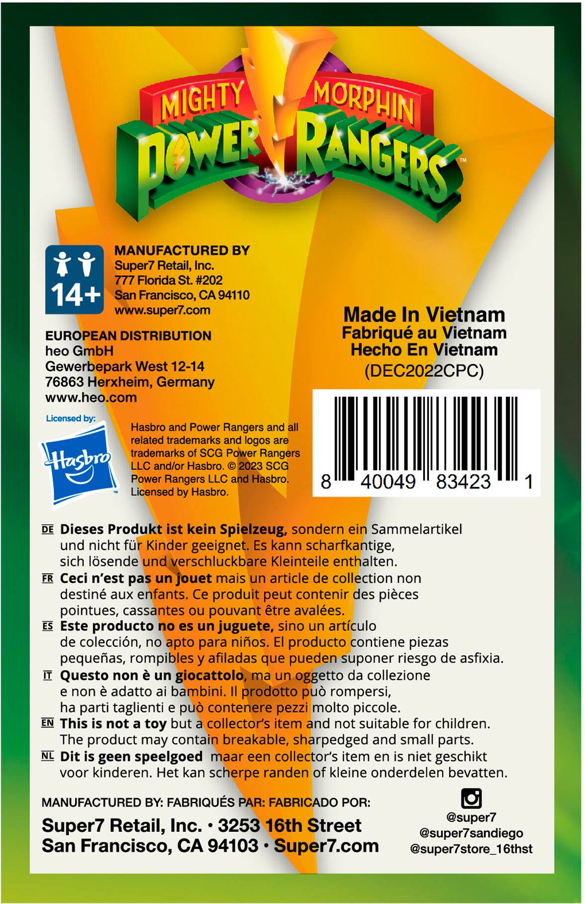 Super7 ReAction 3.75 in Plastic Mighty Morphin Power Rangers Black