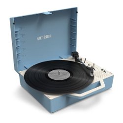 Victrola - Re-Spin Sustainable Bluetooth Suitcase Record Player - Light Blue - Front_Zoom