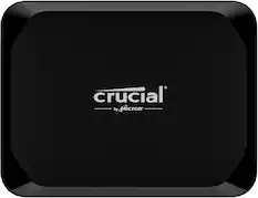 Front. Crucial - X9 4TB External USB-C SSD - Black.