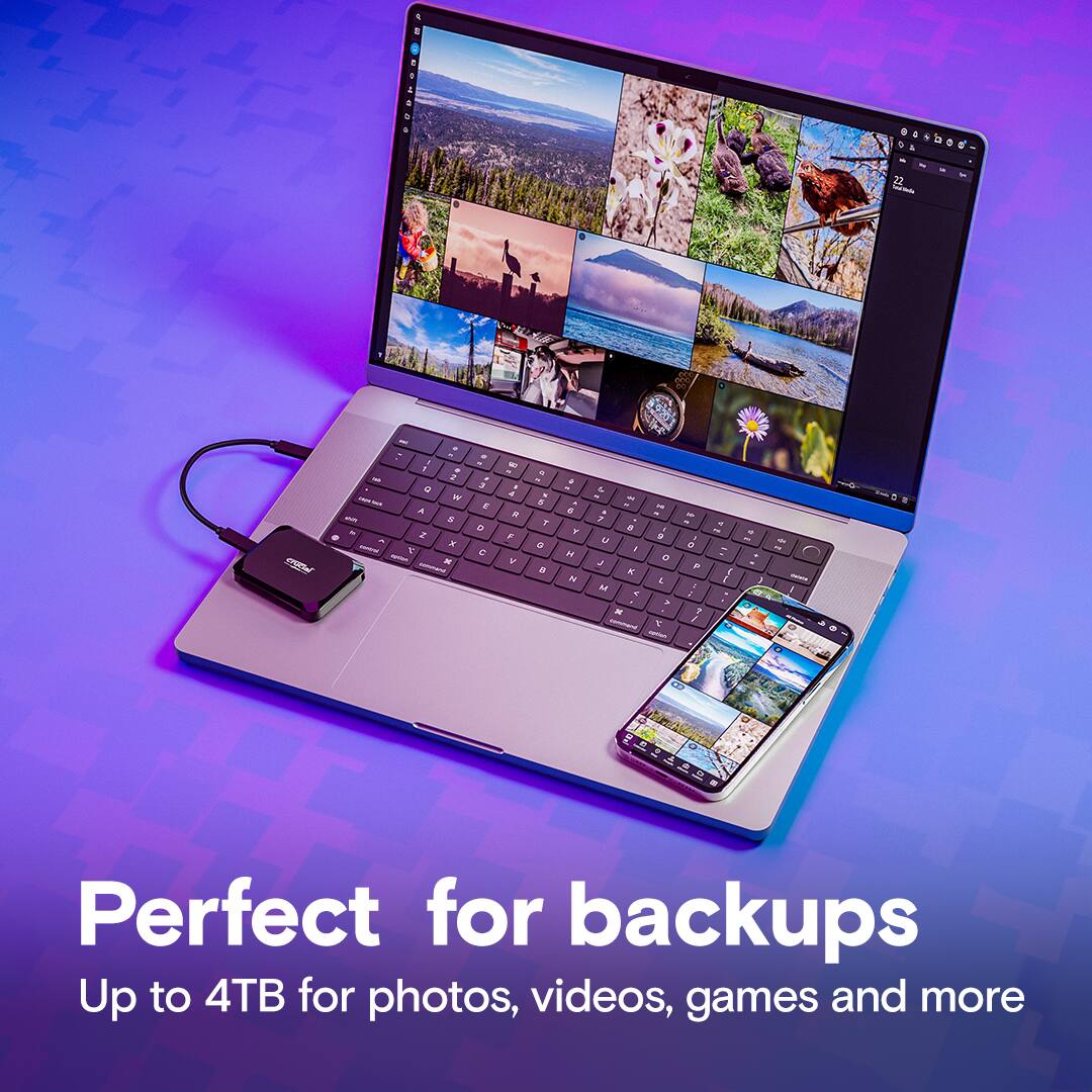 Perfect for backups Up to 4TB for photos, videos, games and more