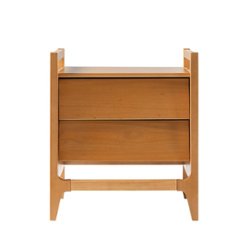 Walker Edison - Mid-Century Modern Solid Wood 2-Drawer Nightstand - Caramel - Front_Zoom