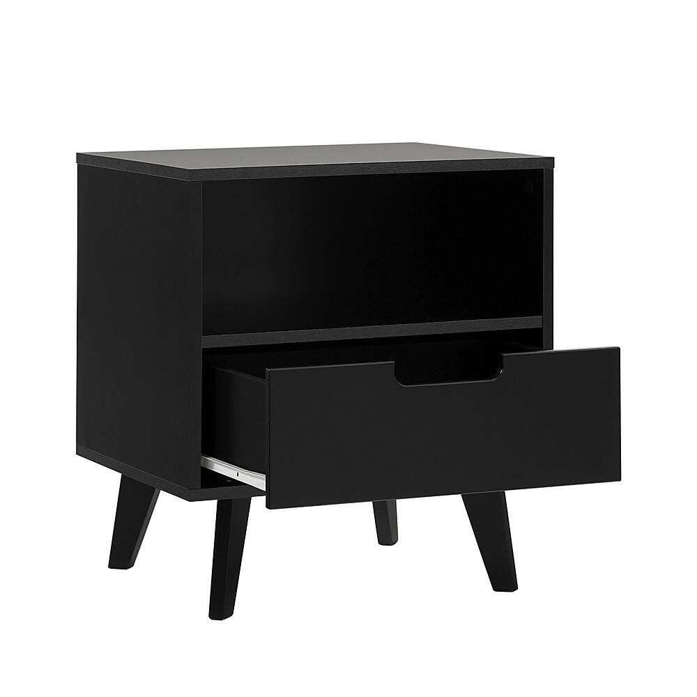Alt View 26. Walker Edison - Mid-Century Modern 1-Drawer Angle-Leg Nightstand - Black.