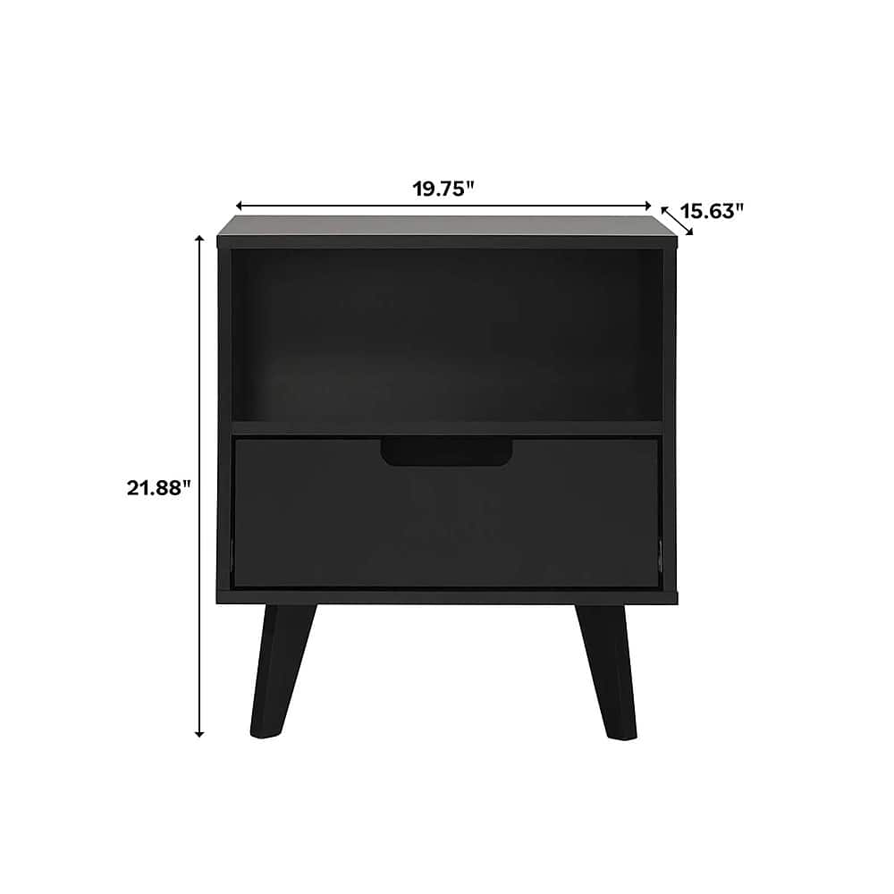 Alt View 39. Walker Edison - Mid-Century Modern 1-Drawer Angle-Leg Nightstand - Black.