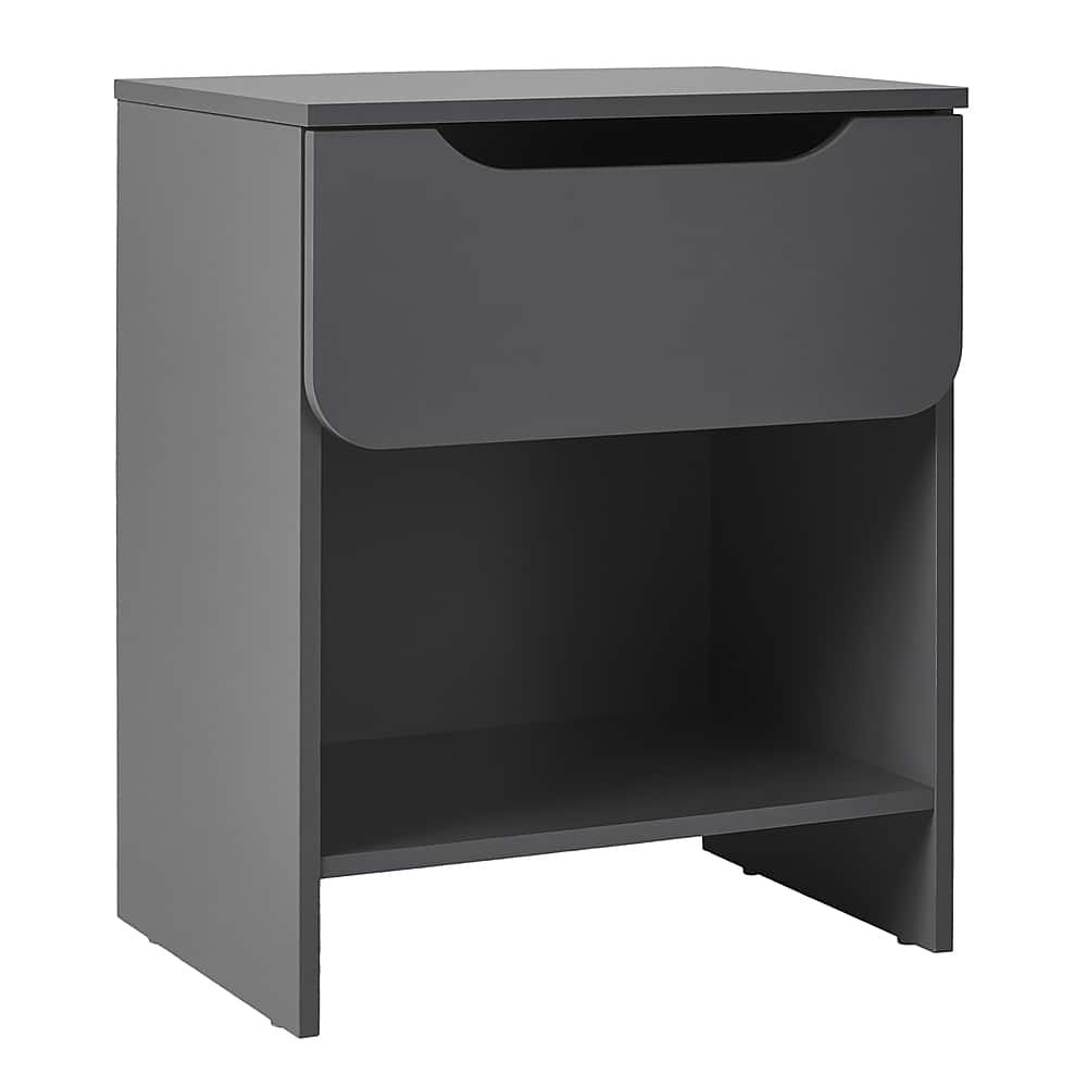 Walker Edison Modern 1 Drawer Nightstand with Cubby Dark