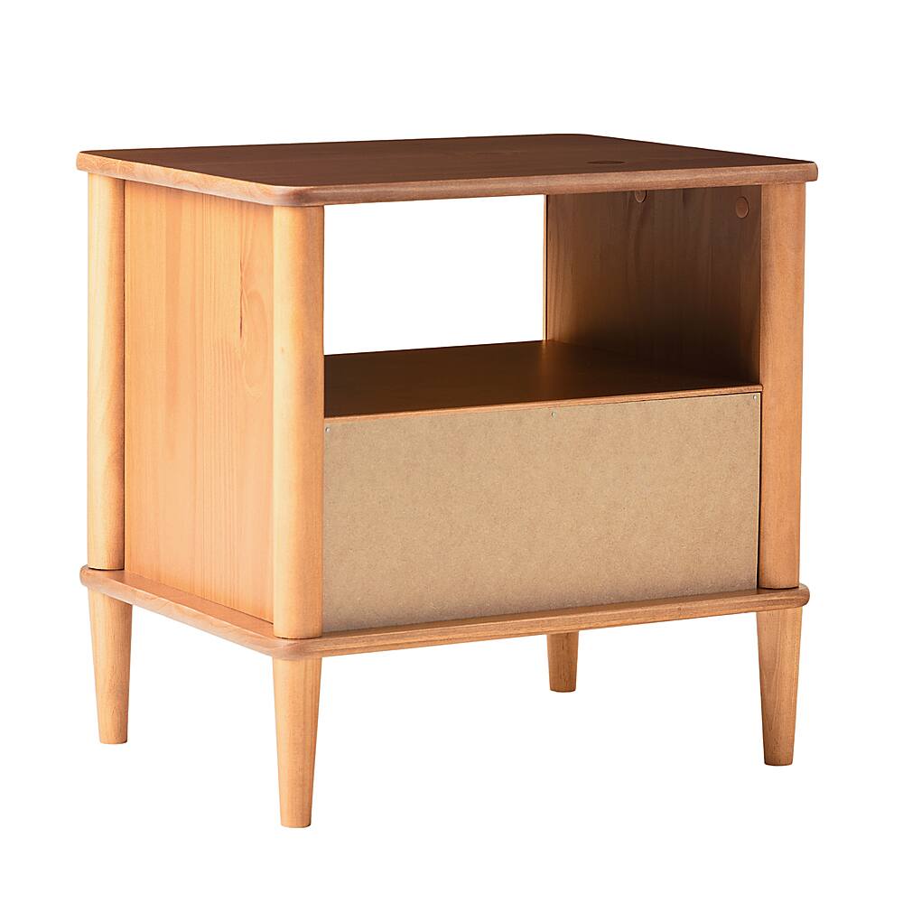 Angle View: Walker Edison - Transitional 1-Drawer Spindle-Leg Nightstand - Caramel