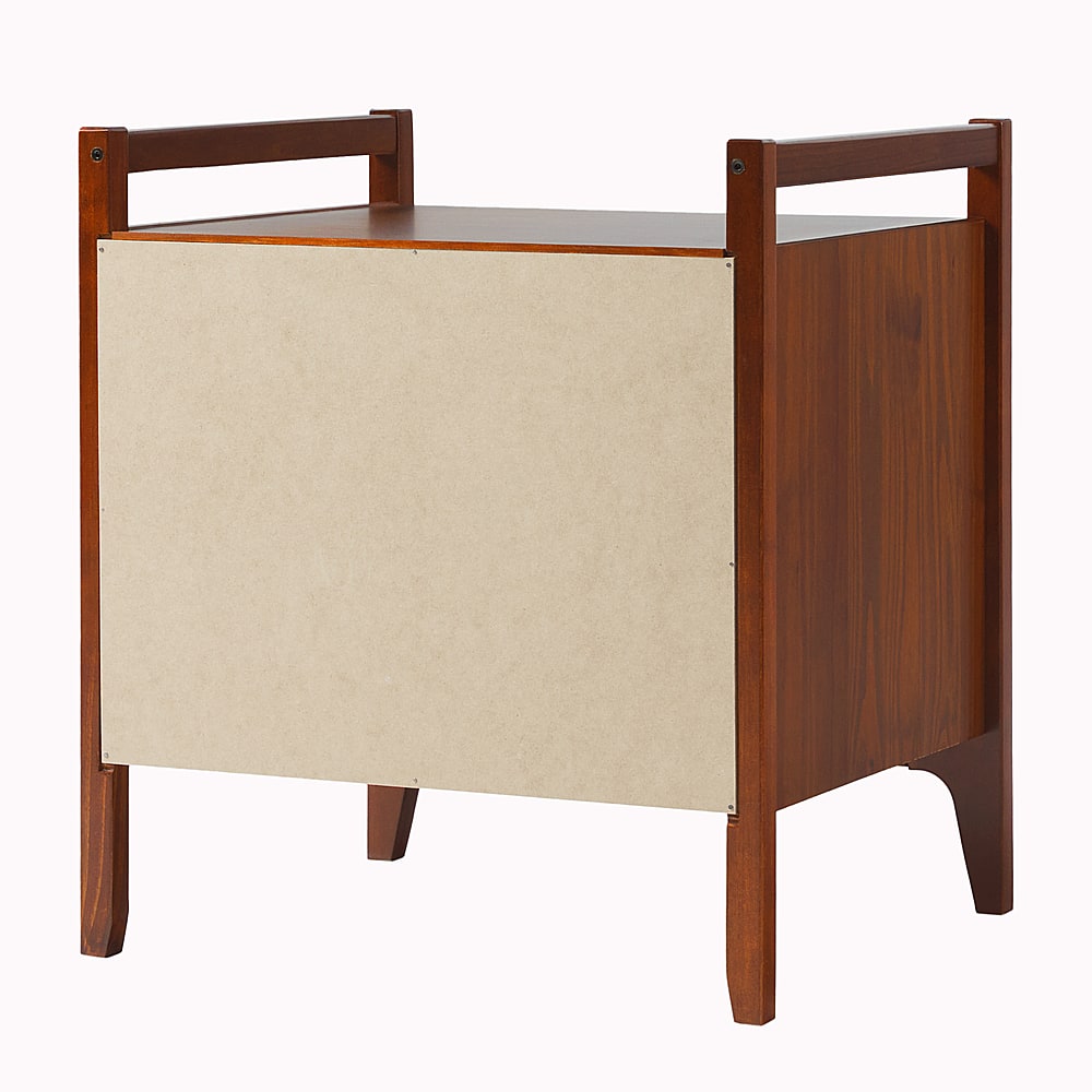 Angle View: Walker Edison - Mid-Century Modern Solid Wood 2-Drawer Nightstand - Walnut