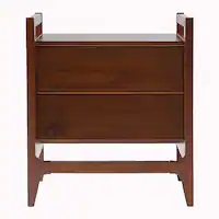 Walker Edison - Mid-Century Modern Solid Wood 2-Drawer Nightstand - Walnut - Front_Zoom