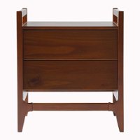Walker Edison - Mid-Century Modern Solid Wood 2-Drawer Nightstand - Walnut - Front_Zoom