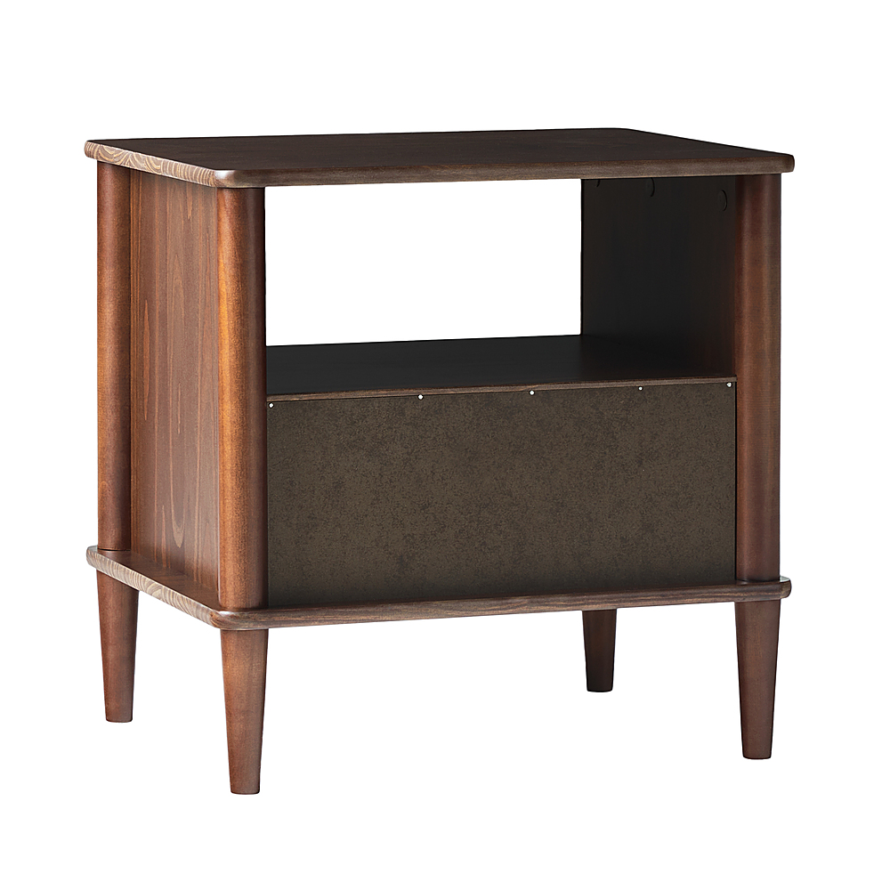Angle View: Walker Edison - Transitional 1-Drawer Spindle-Leg Nightstand - Walnut