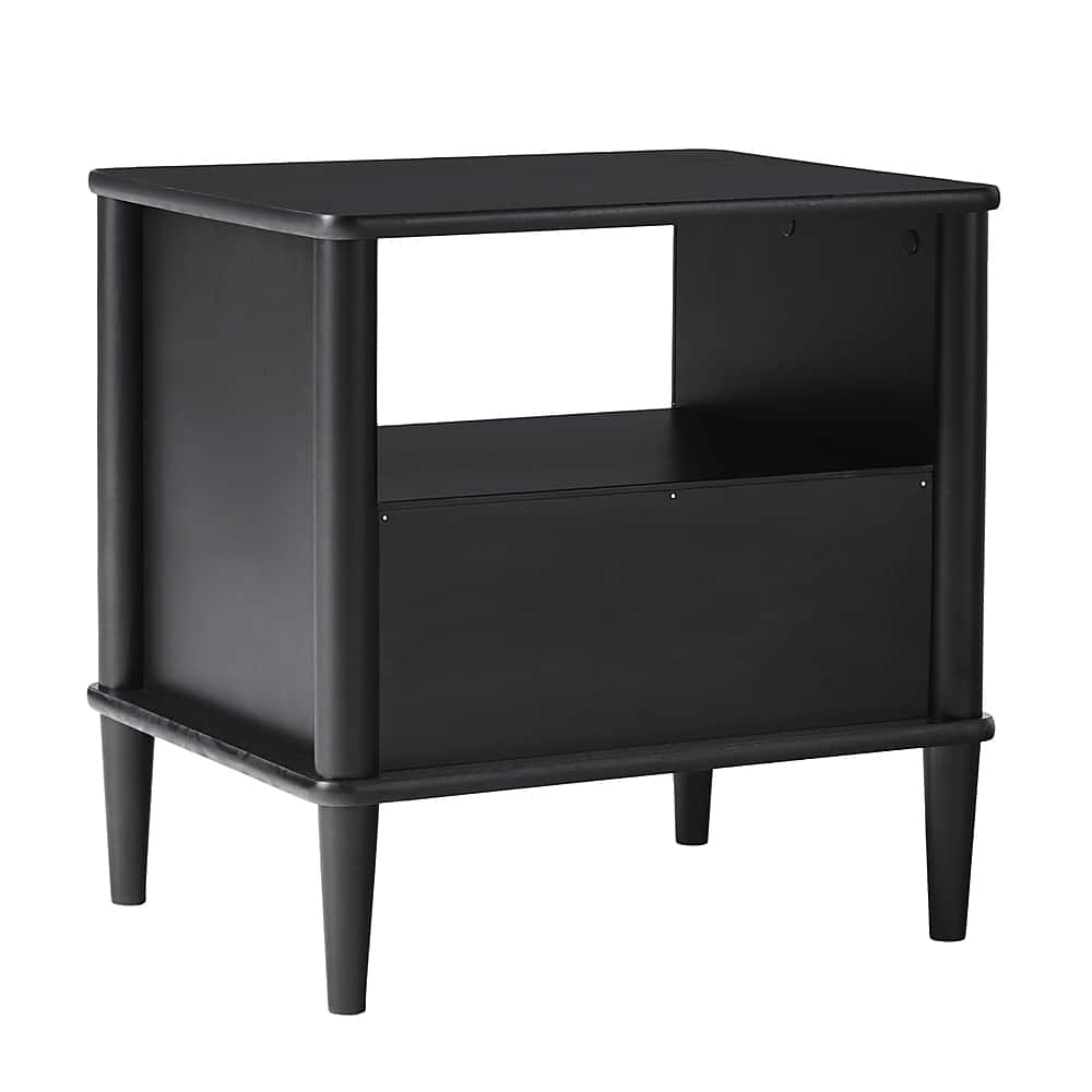 Angle View: Walker Edison - Transitional 1-Drawer Spindle-Leg Nightstand - Black