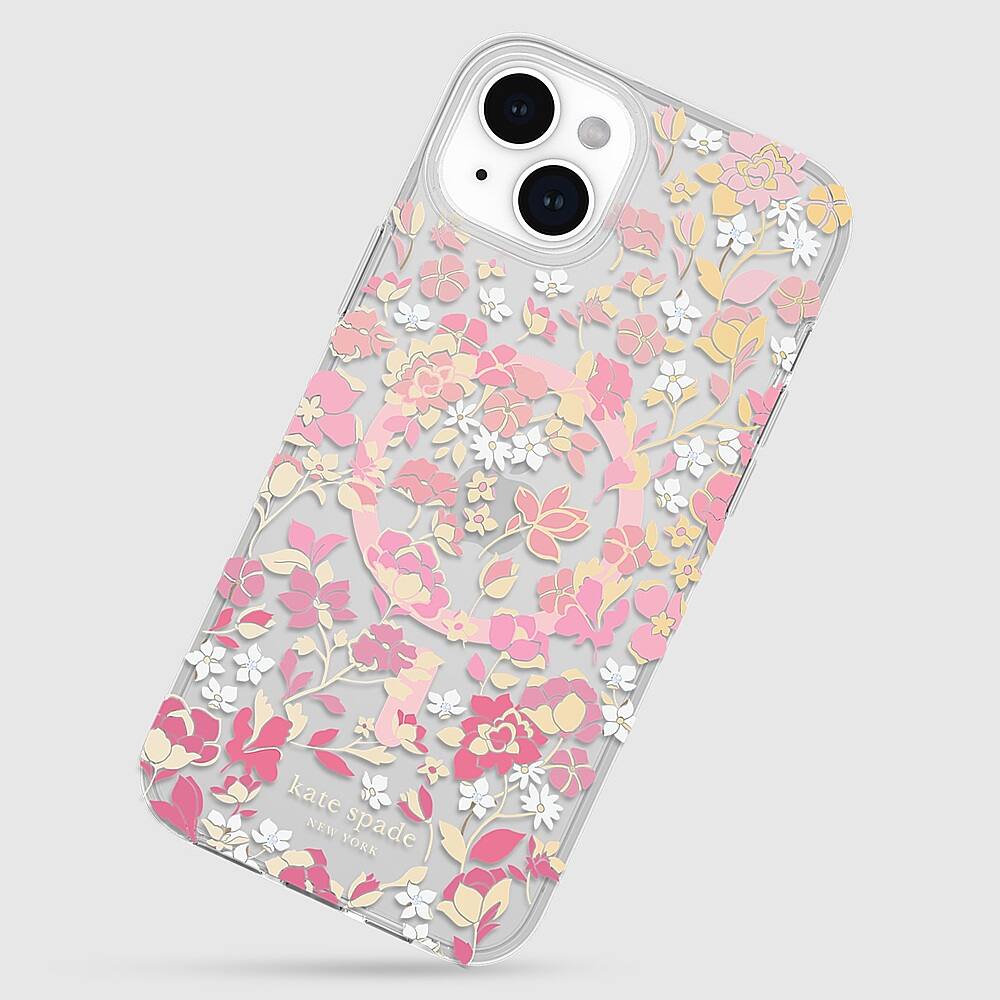 Alt View 12. kate spade new york - Protective Hard Shell Case with MagSafe for Apple iPhone 15 Plus - Flowerbed Pink.