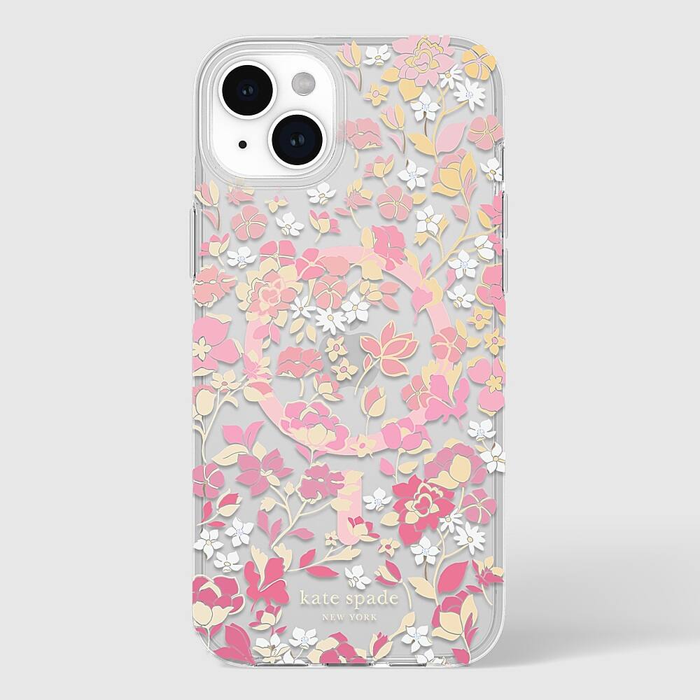 Alt View 3. kate spade new york - Protective Hard Shell Case with MagSafe for Apple iPhone 15 Plus - Flowerbed Pink.