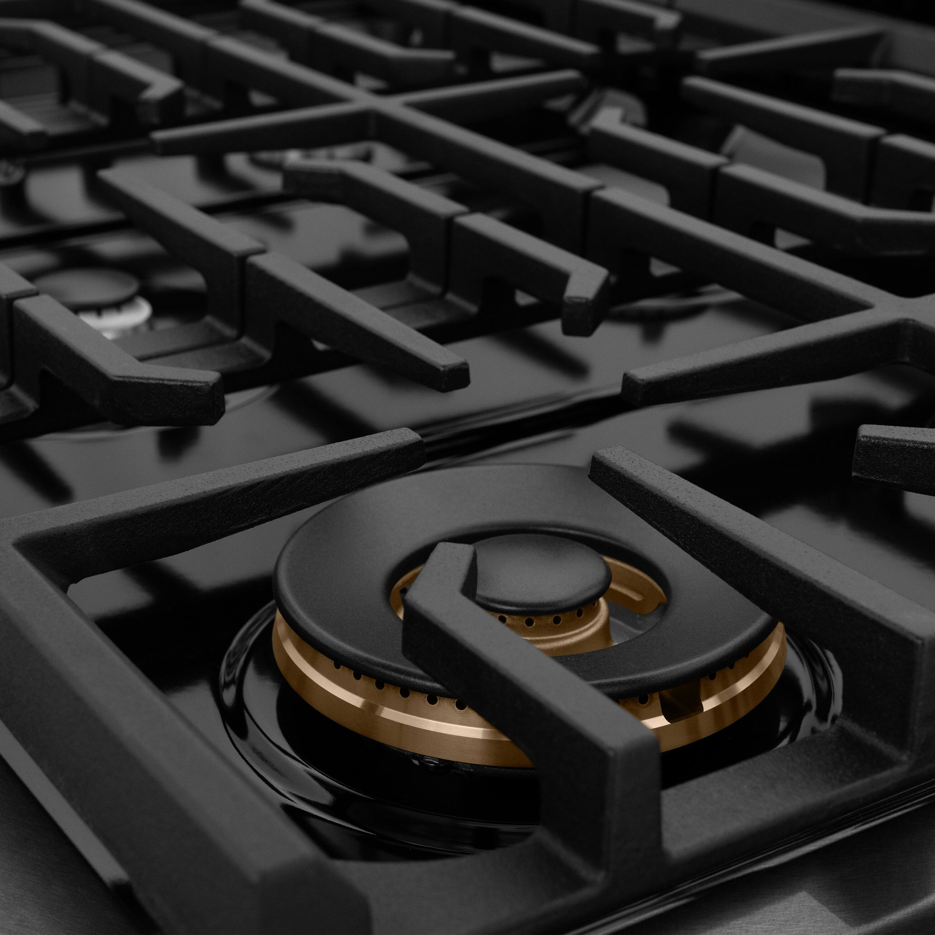 Back. ZLINE - 48 in. 6.7 cu. ft. Freestanding Paramount Double Oven Dual Fuel Range with 8 Gas Burners in Black Satin Stainless Steel - Black Satin Stainless Steel.