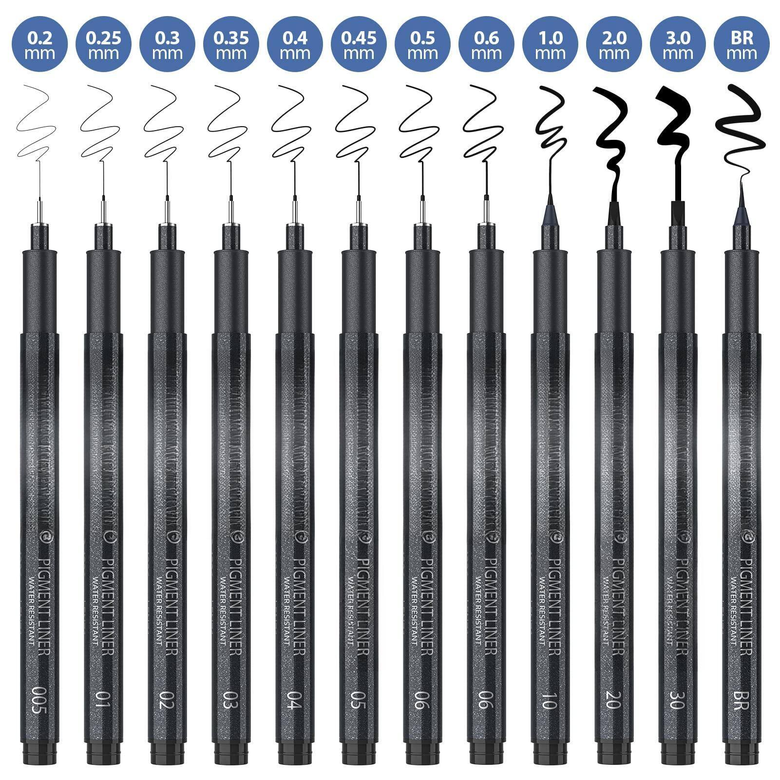 0.2 mm  
0.25 mm  
0.3 mm  
0.35 mm  
0.4 mm  
0.45 mm  
0.5 mm  
0.6 mm  
1.0 mm  
2.0 mm  
3.0 mm  
BR mm  

WATERRESISTANT PIGMENT LINER 005  
WATERRESISTANT PIGMENT LINER 01  
WATERRESISTANT PIGMENT LINER 02  
WATERRESISTANT PIGMENT LINER 03  
WATERRESISTANT PIGMENT LINER 04  
WATERRESISTANT PIGMENT LINER 05  
WATERRESISTANT PIGMENT LINER 06  
WATERRESISTANT PIGMENT LINER 10  
WATERRESISTANT PIGMENT LINER 20  
WATERRESISTANT PIGMENT LINER 30  
WATERRESISTANT PIGMENT LINER BR