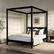Alt View 12. Walker Edison - Minimalist Slatted Solid Wood Canopy Queen Bedframe - Black.