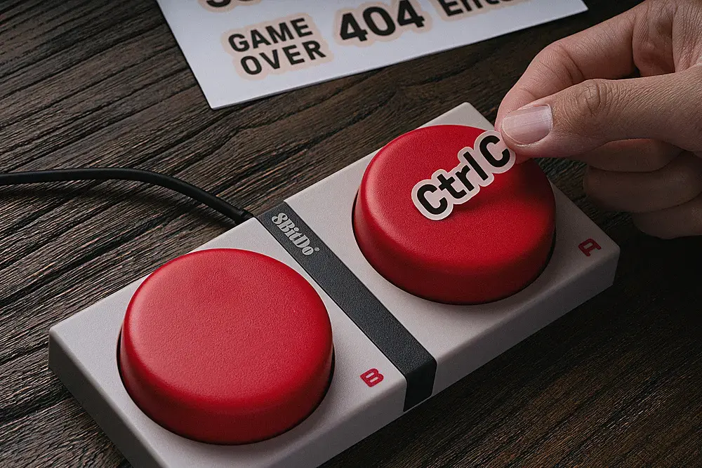 The text on the image reads "EI GAME 404 OVER CtrlC."