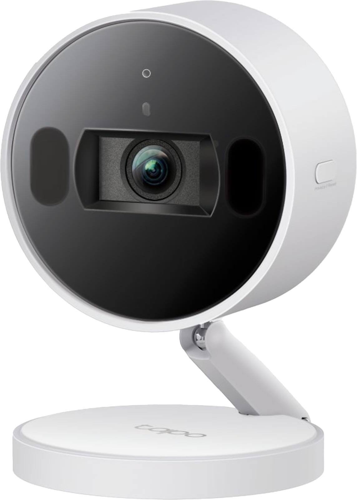 Front. TP-Link - Tapo Indoor 2K Wi-Fi Security Plug-In Camera with Automated Privacy Shutter and Magnetic Base - No Monthly Fees - White.