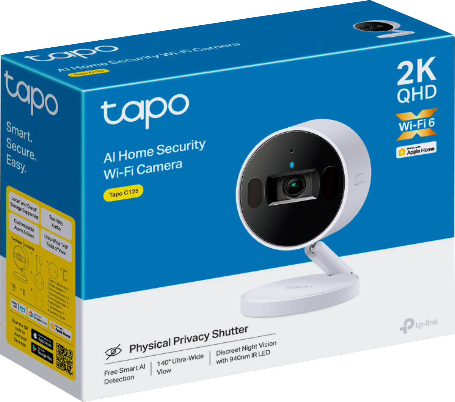 TP-Link Tapo Smart Cam Pan Tilt Home WiFi Caméra, Caméra de