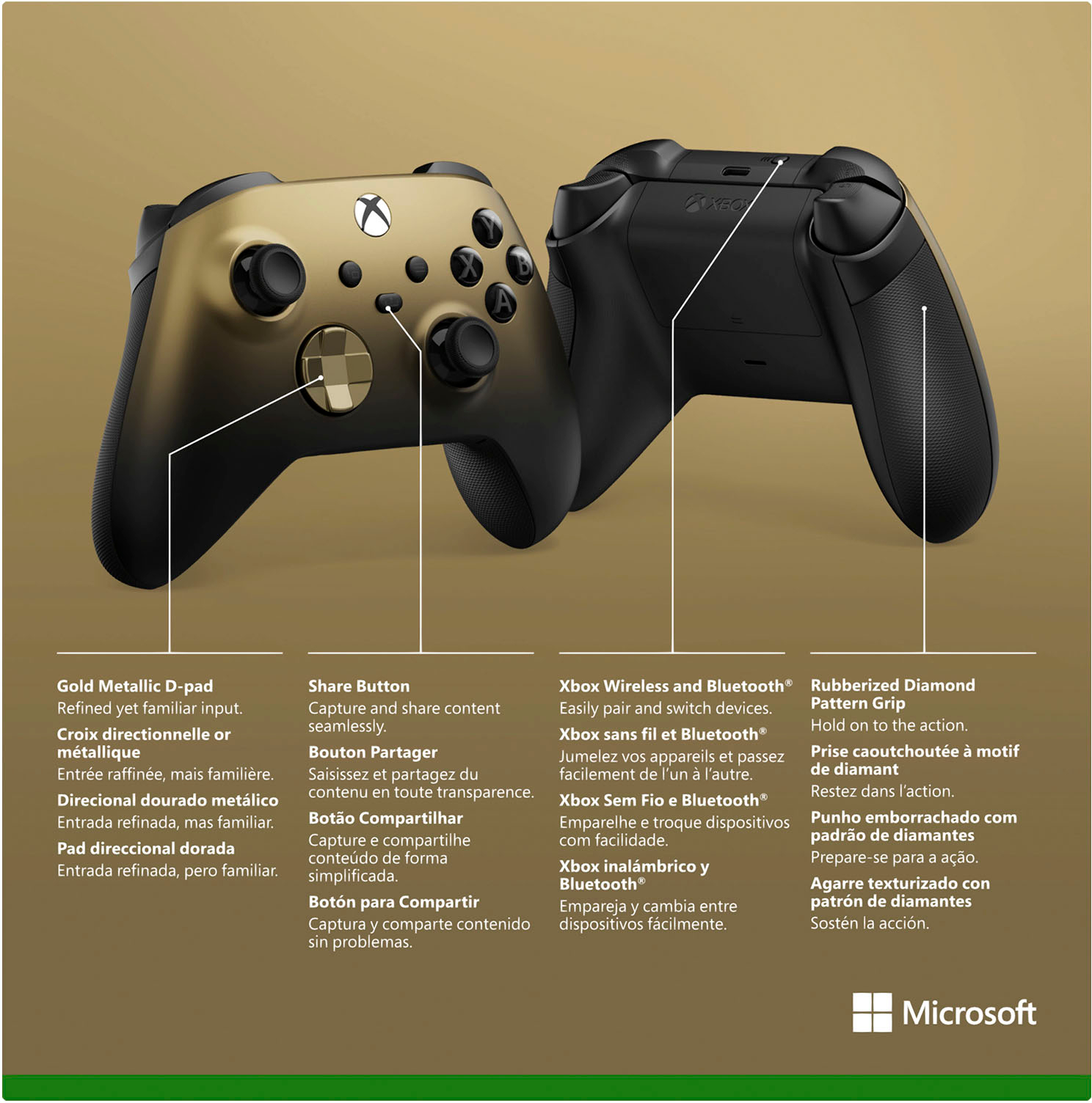 Microsoft Xbox Wireless Controller for Xbox Series X, Xbox Series S, Xbox  One, Windows Devices Gold Shadow Special Edition QAU-00121 - Best Buy