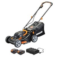 WORX - WG743 40V 17" Walk Behind Lawn Mower with Grass Collection Bag and Mulcher (2 x 4.0 Ah Batteries and 1 x Charger) - Black - Front_Zoom
