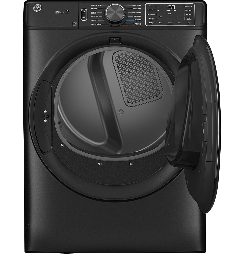 Angle View: GE - 7.8 Cu. Ft. Stackable Smart Gas Dryer with Steam - Carbon Graphite