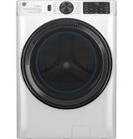 GE - 5.0 Cu. Ft. Stackable Smart Front Load Washer with Steam and SmartDispense - White - Front_Zoom