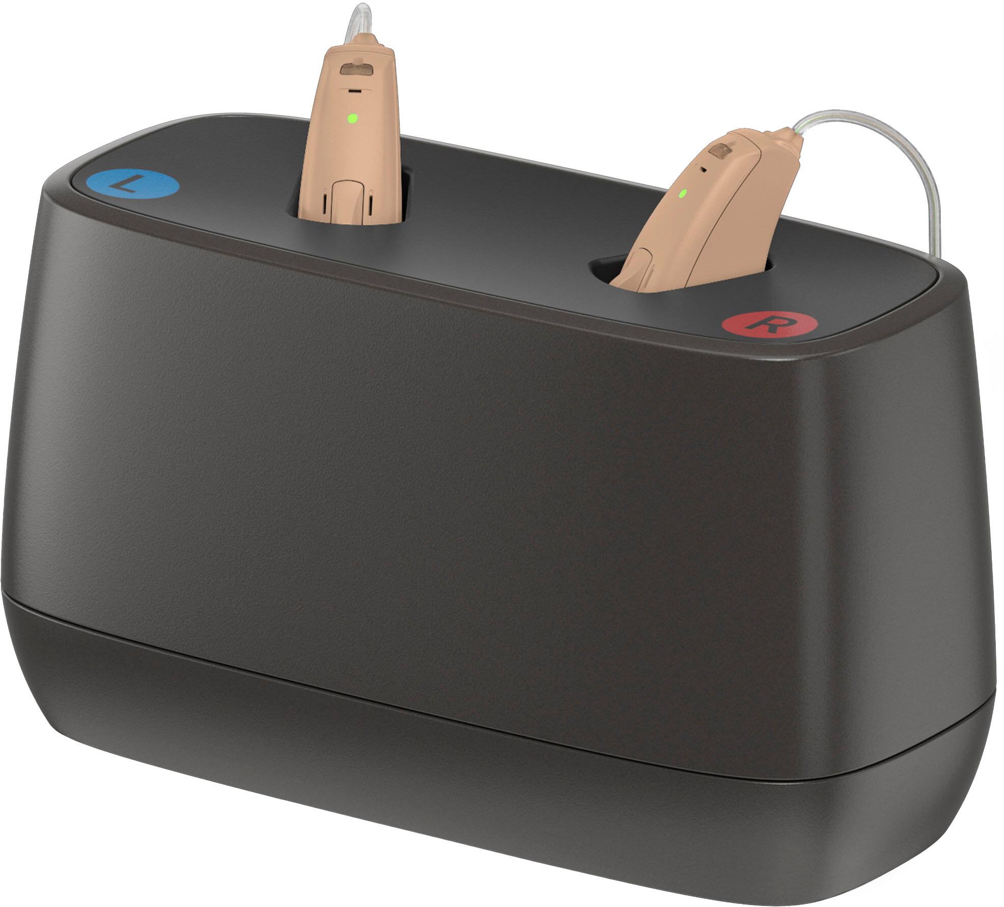 Left. Jabra - Enhance Select 50R Rechargeable Hearing Aids - With Remote Professional Care and Bluetooth Streaming - Beige.