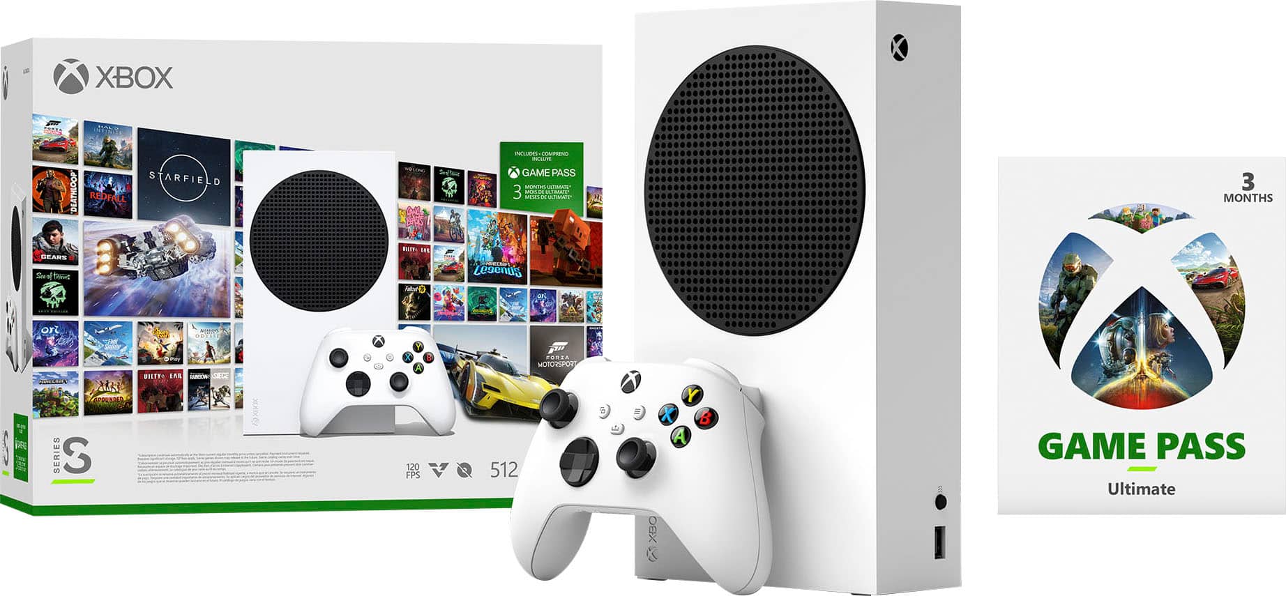 Front. Microsoft - Xbox Series S 512GB All-Digital Starter Bundle Console with Xbox Game Pass (Disc-Free Gaming) - White.