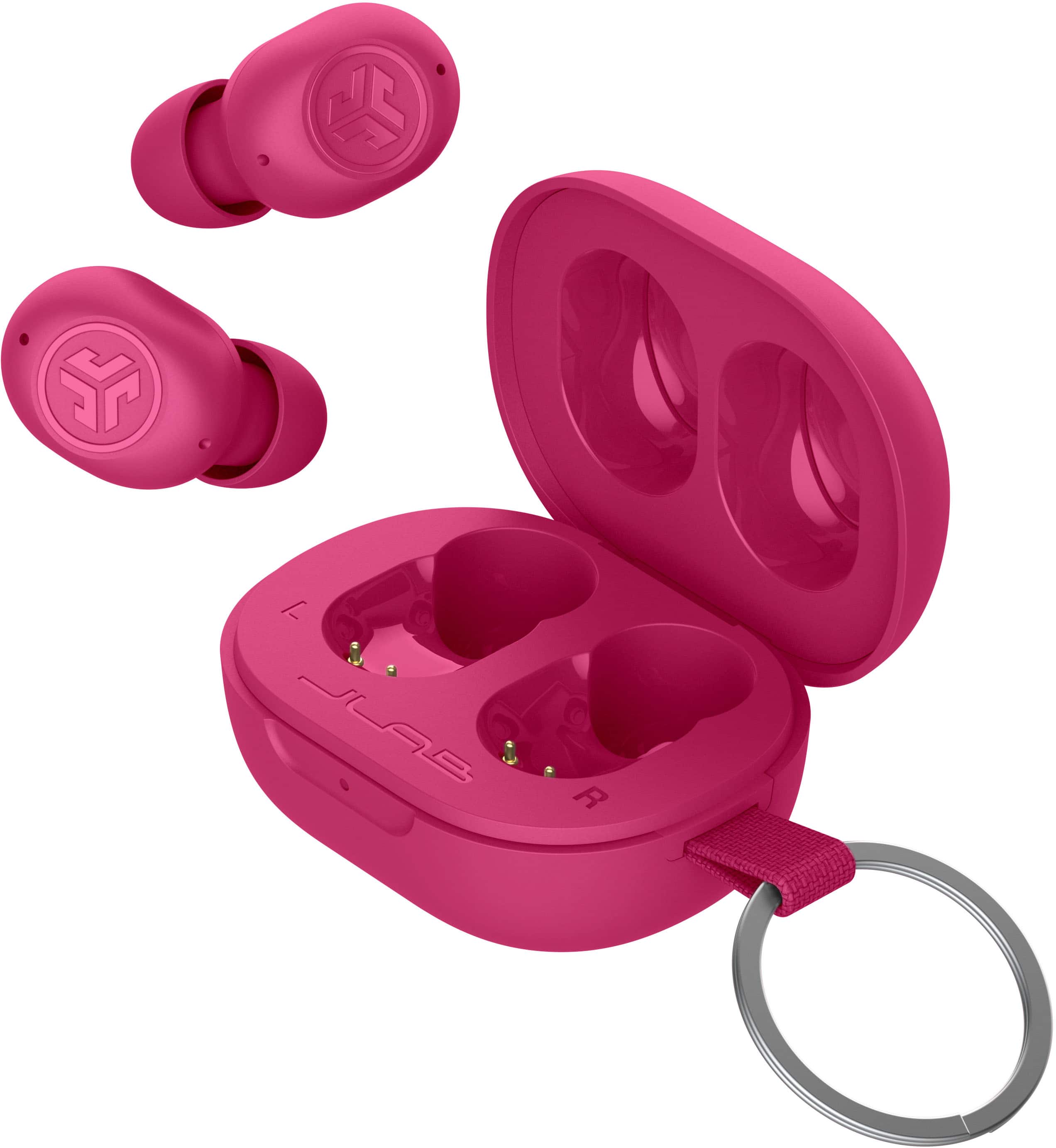 Angle. JLab - JBuds Mini True Wireless Earbuds - Pink.