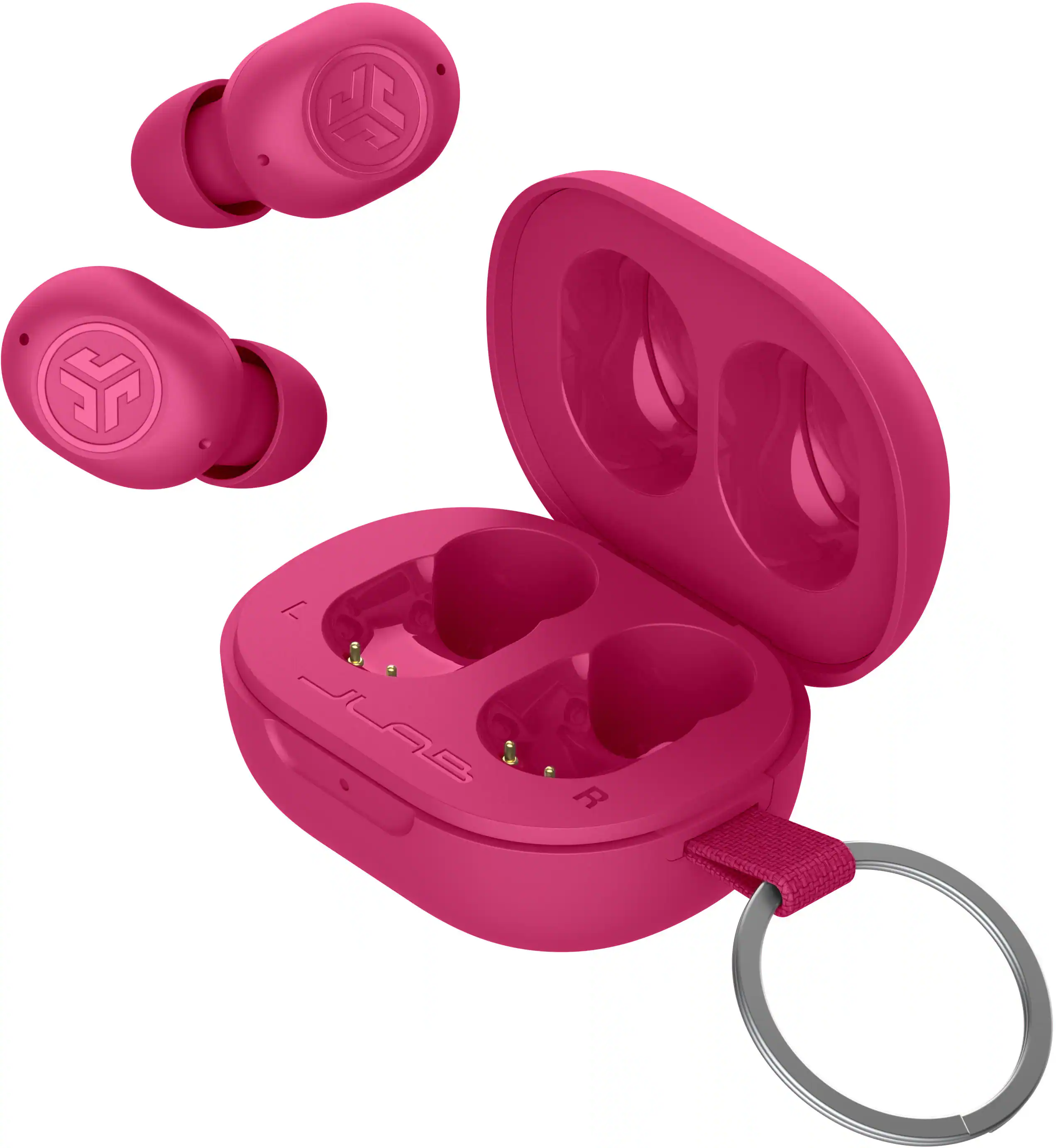 Angle. JLab - JBuds Mini True Wireless Earbuds - Pink.
